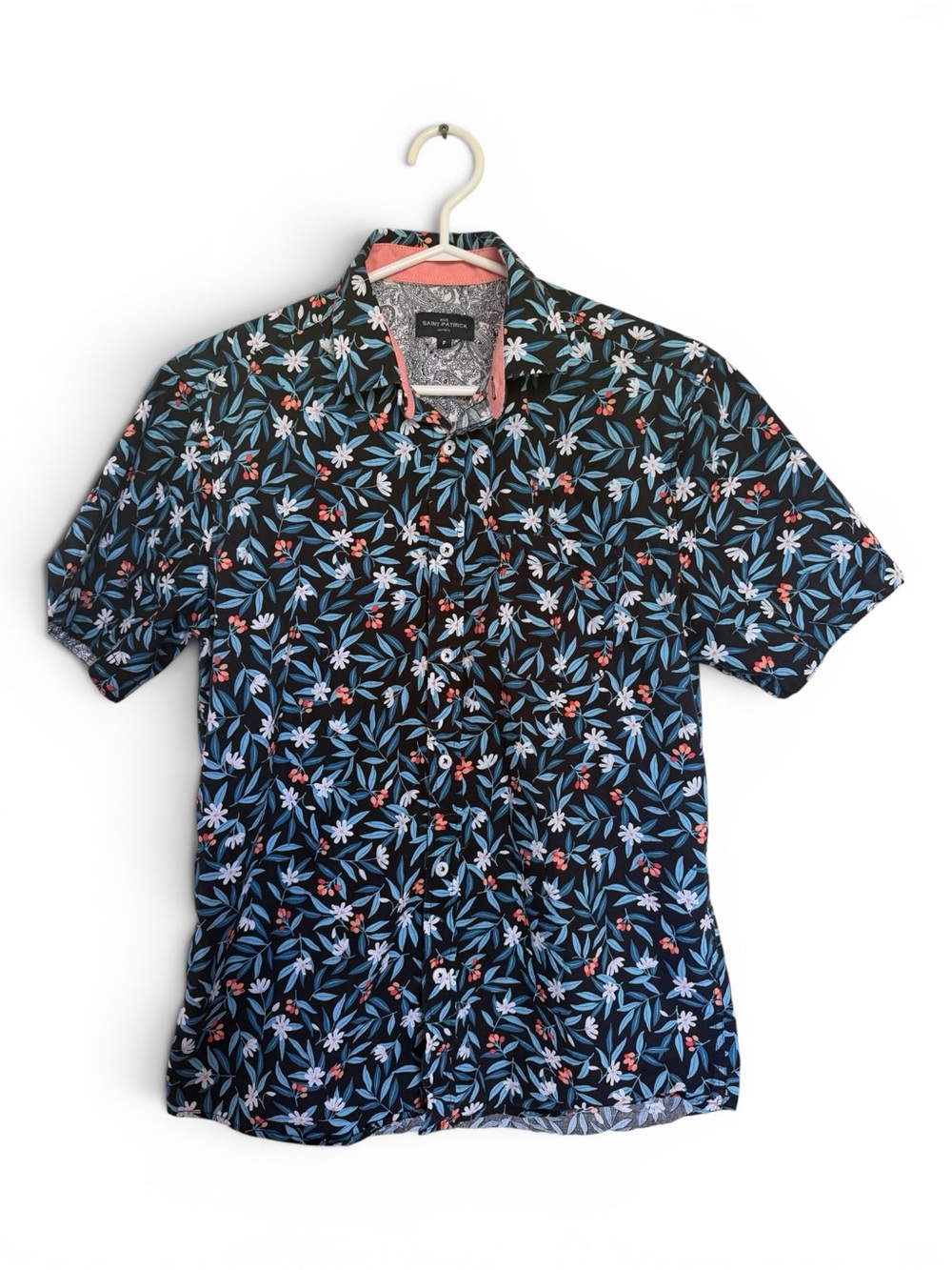 Rue Saint-Patrick Men’s Small Floral Short Sleeve Button-Up Shirt